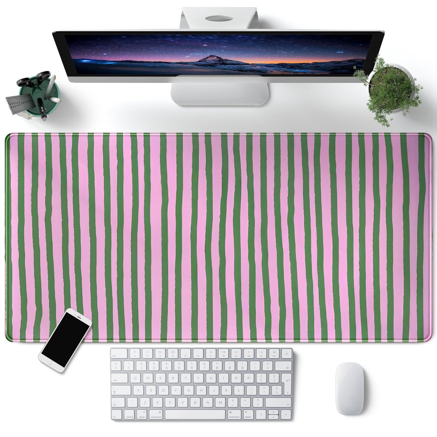 Stripes Aesthetic Desk Mat Pink Retro Style Large Mouse Pad Cute Desk Pad Gaming Mousepad XXL