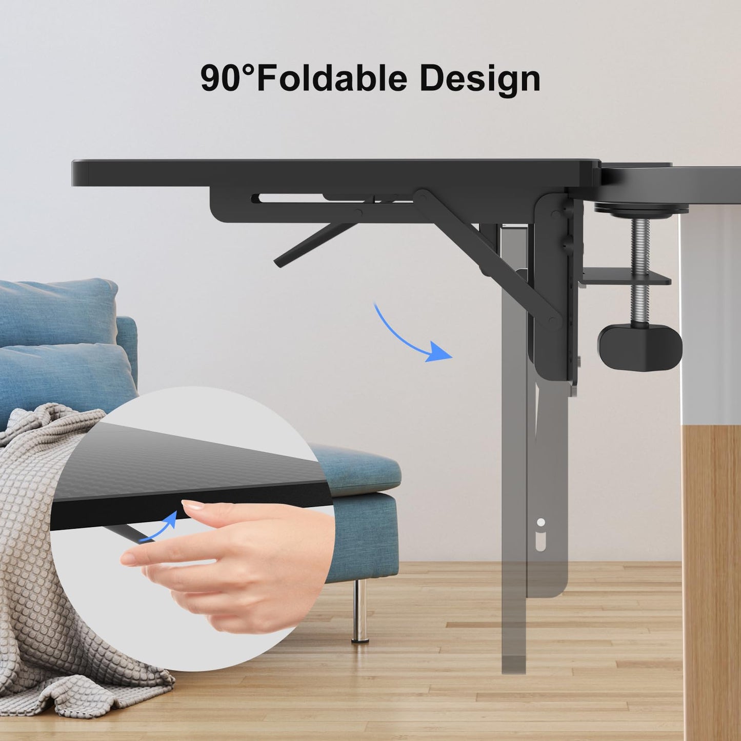Suptek Clamp-on 9.5 x 23.6 inch Desk Extender, Wrist Support, Foldable Keyboard Tray Platform