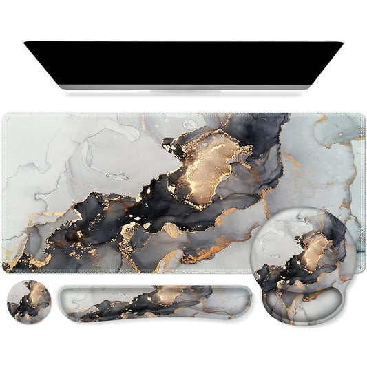 iCasso Grey Marble Mouse Mat 35.4"x15.7", Computer Pad for Teacher