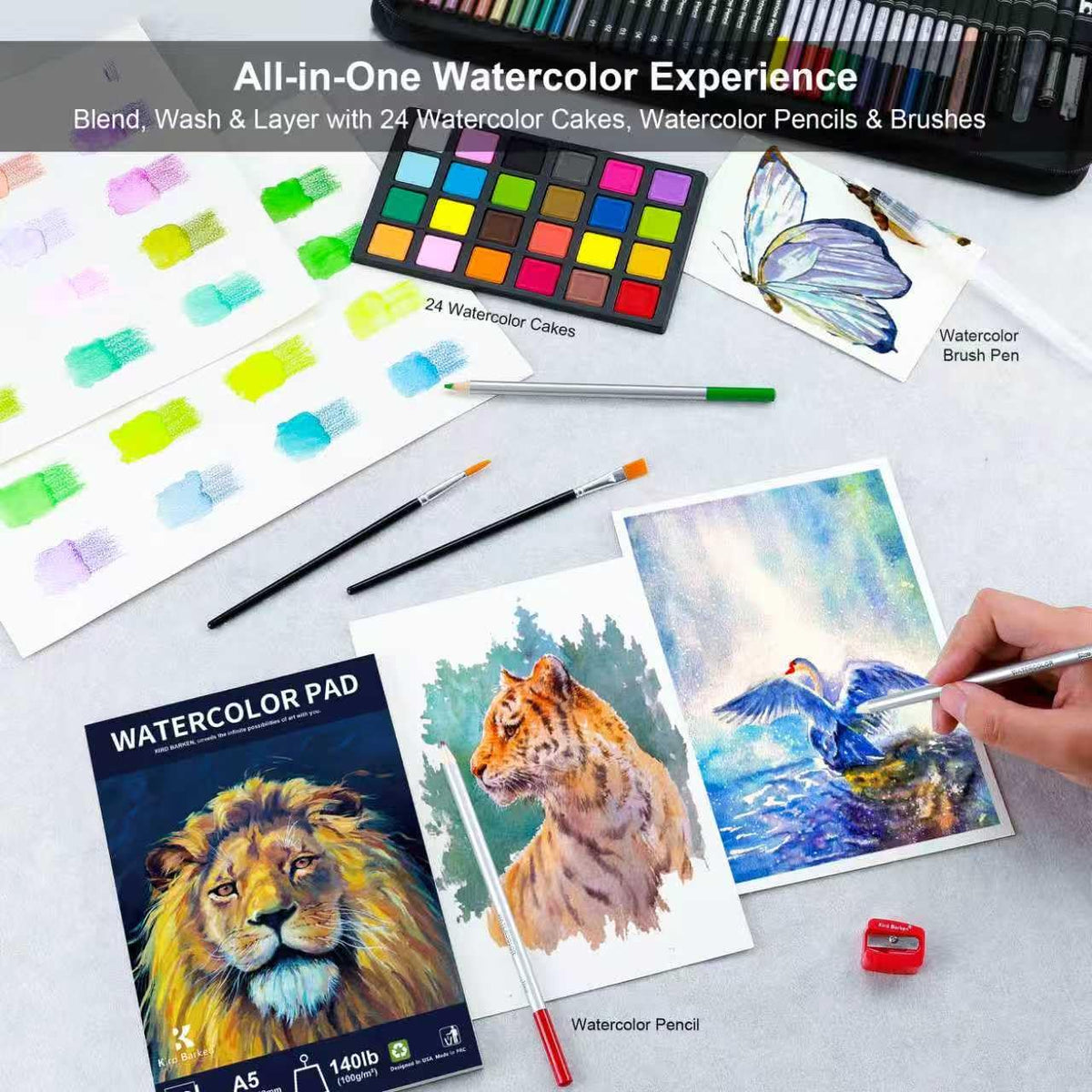 Kird Barken 240PCS Artists Art Supplies - Drawing Kit with 3 Sketchbook, Coloring book