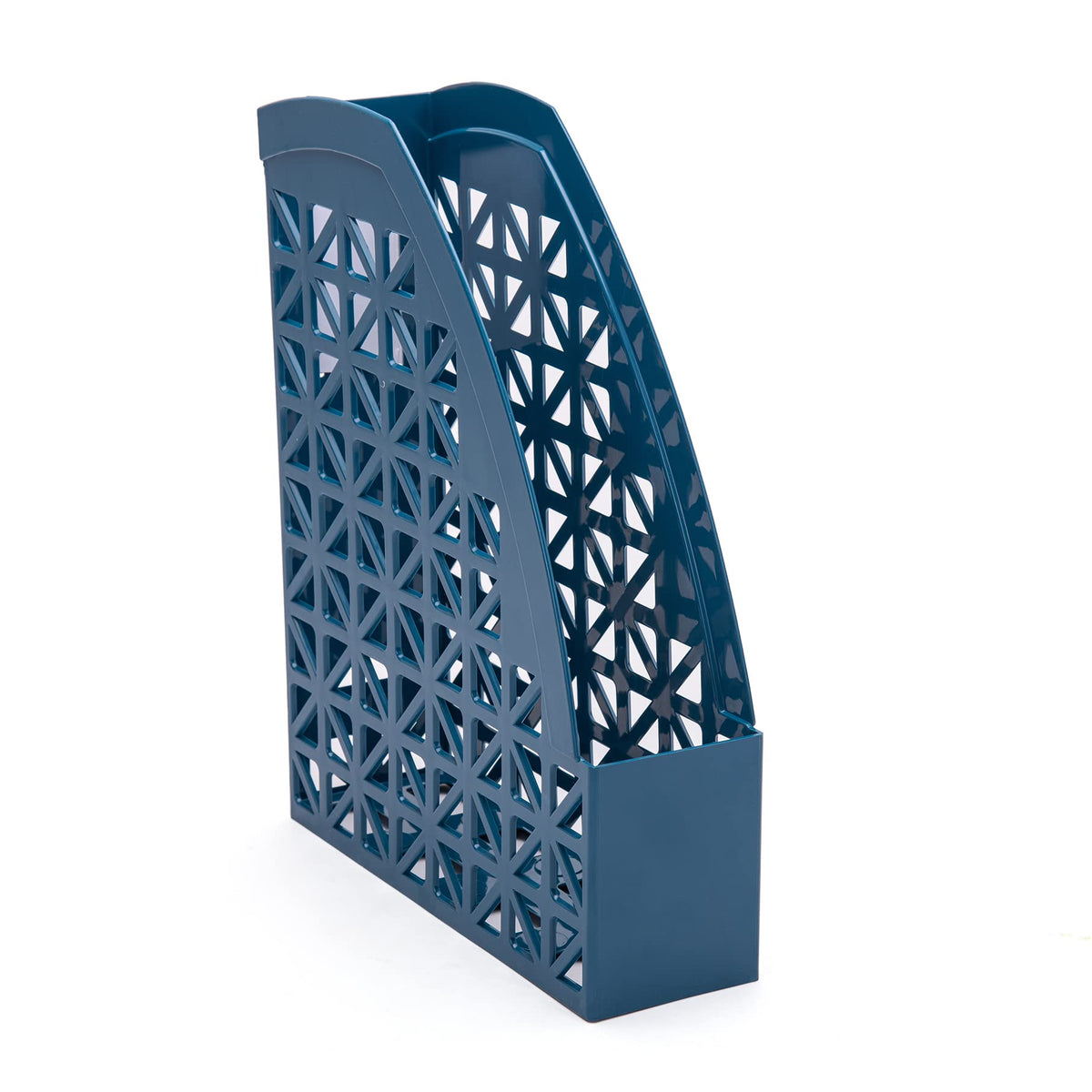 Mintra Office Plastic Desk Organizer 2pk Magazine File (Deep Lake Blue)