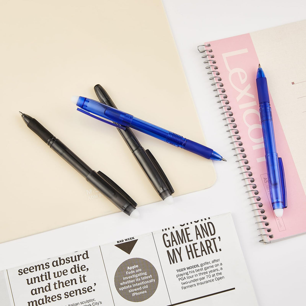Volcanics Erasable Gel Pens, 36 Pack, 18 Blue & 18 Black, 0.7mm