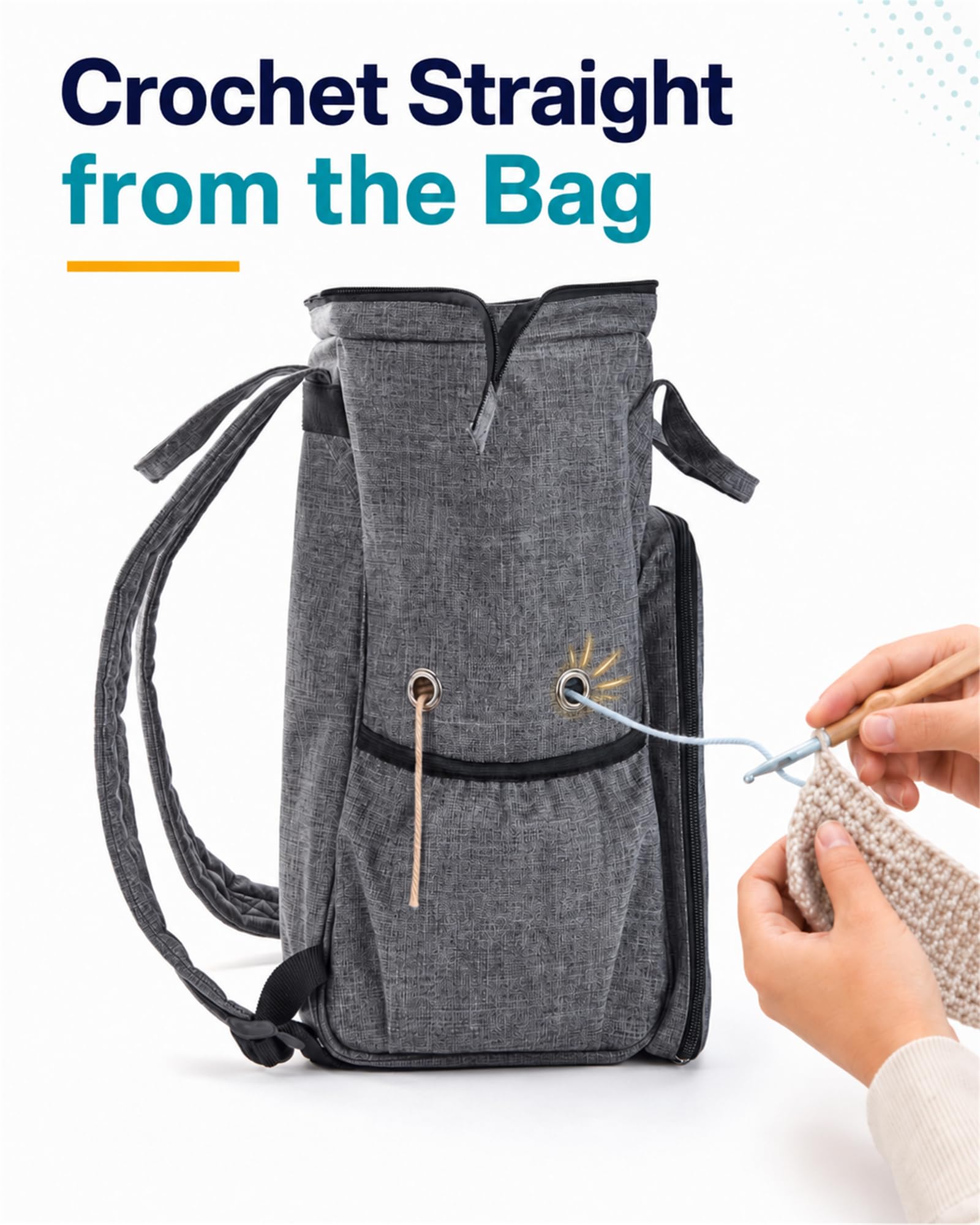 HOMEST Crochet Bag Organizer for Yarn Storage, Knitting Bag and Accessories