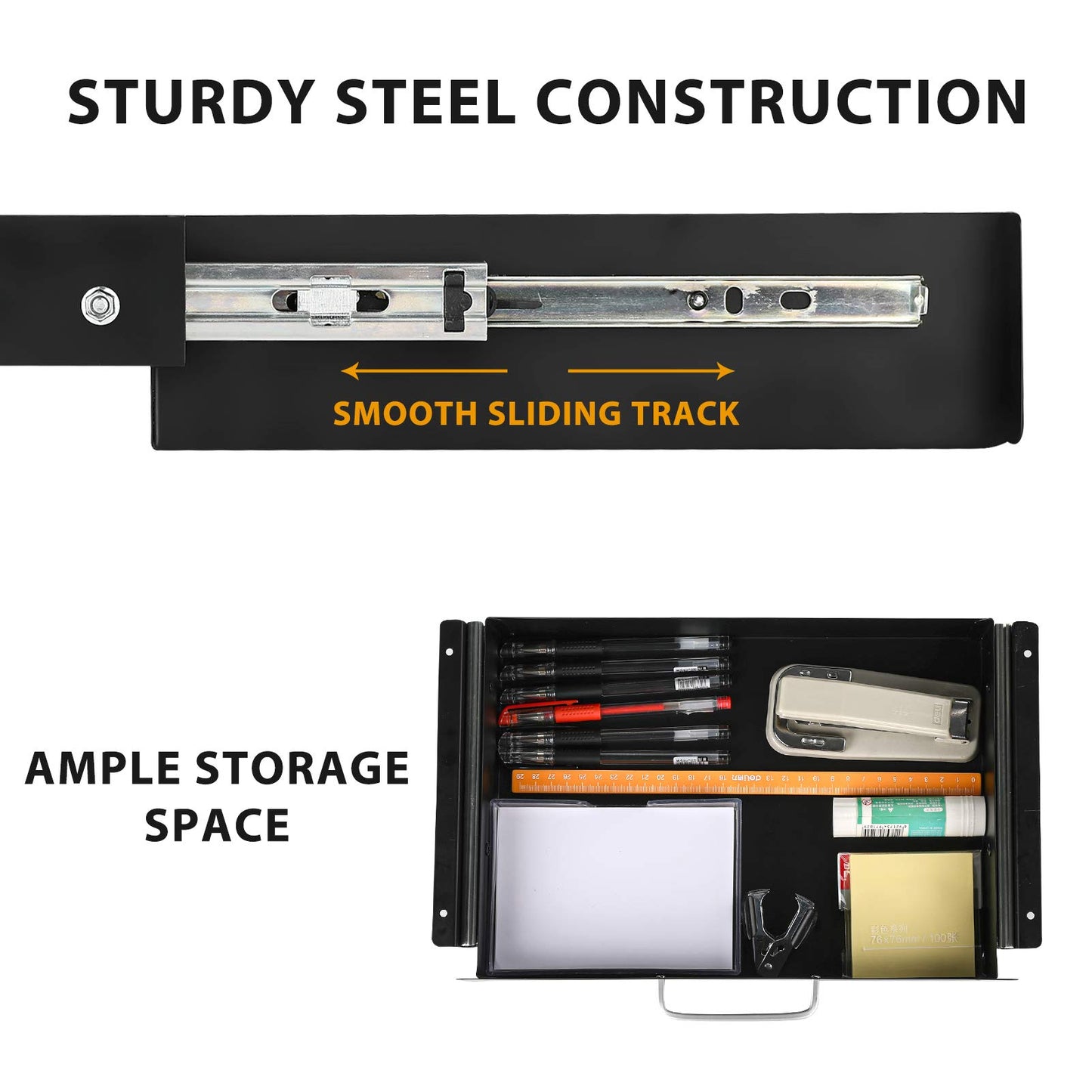 GOME Under Desk Pull-Out Drawer - Storage Organizer Office Mounted, Easy Slide-Out Pencil Drawer