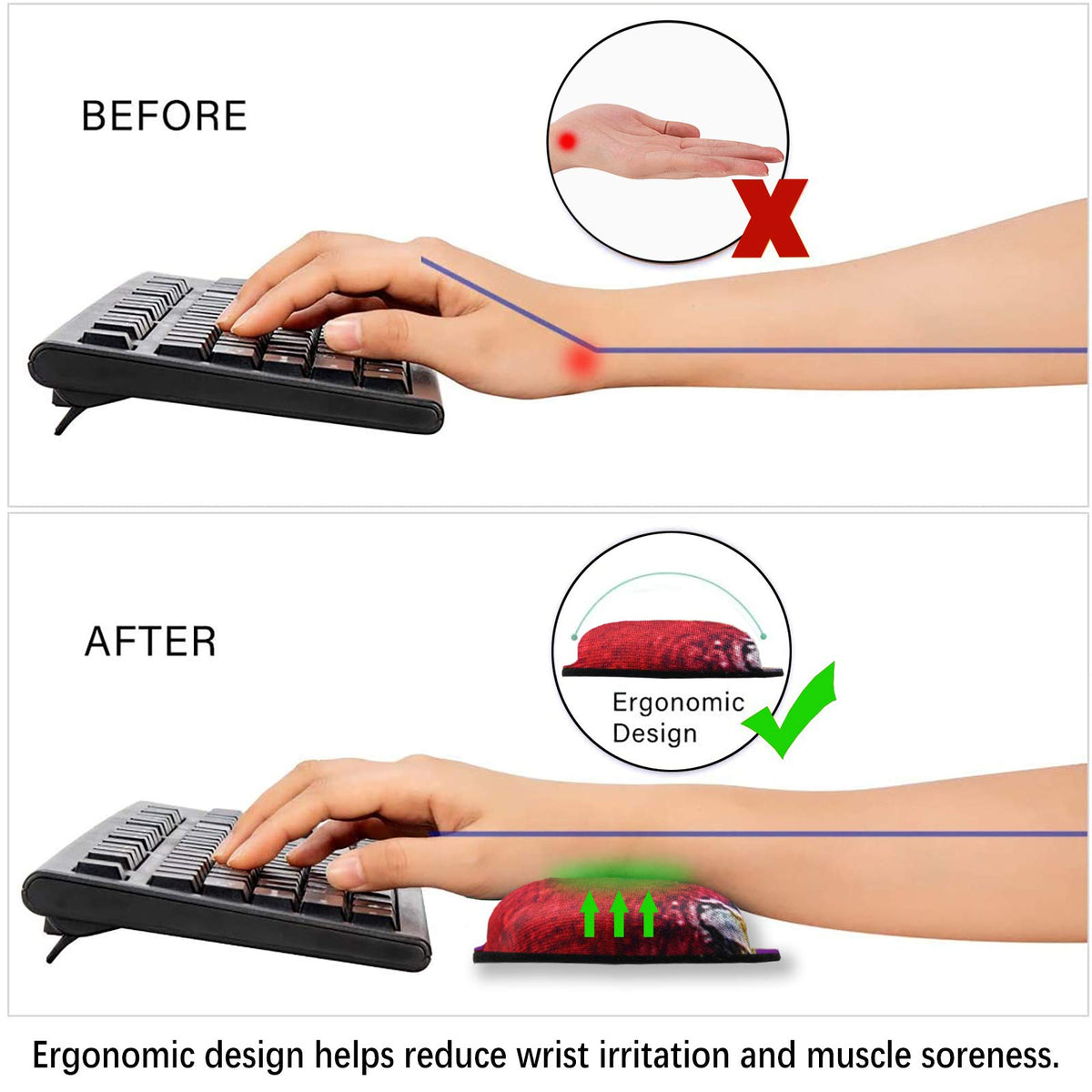 ArtSo Upgraded Wrist Rest Support for Mouse Pad & Keyboard, Ergonomic Gel Mousepad Non-Slip Rubber