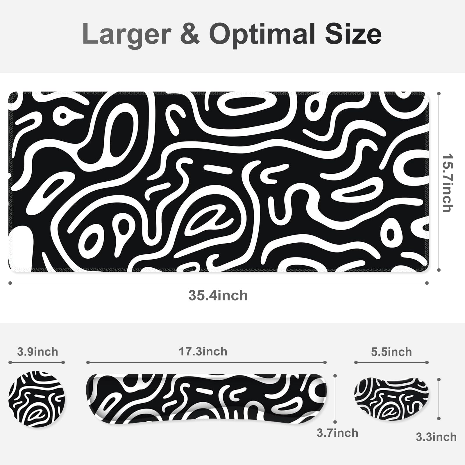 NXZGO Large Gaming Mouse Pad Set, 4 in 1 Extended Keyboard Desk Mat with Wrist Rest, Computer Game