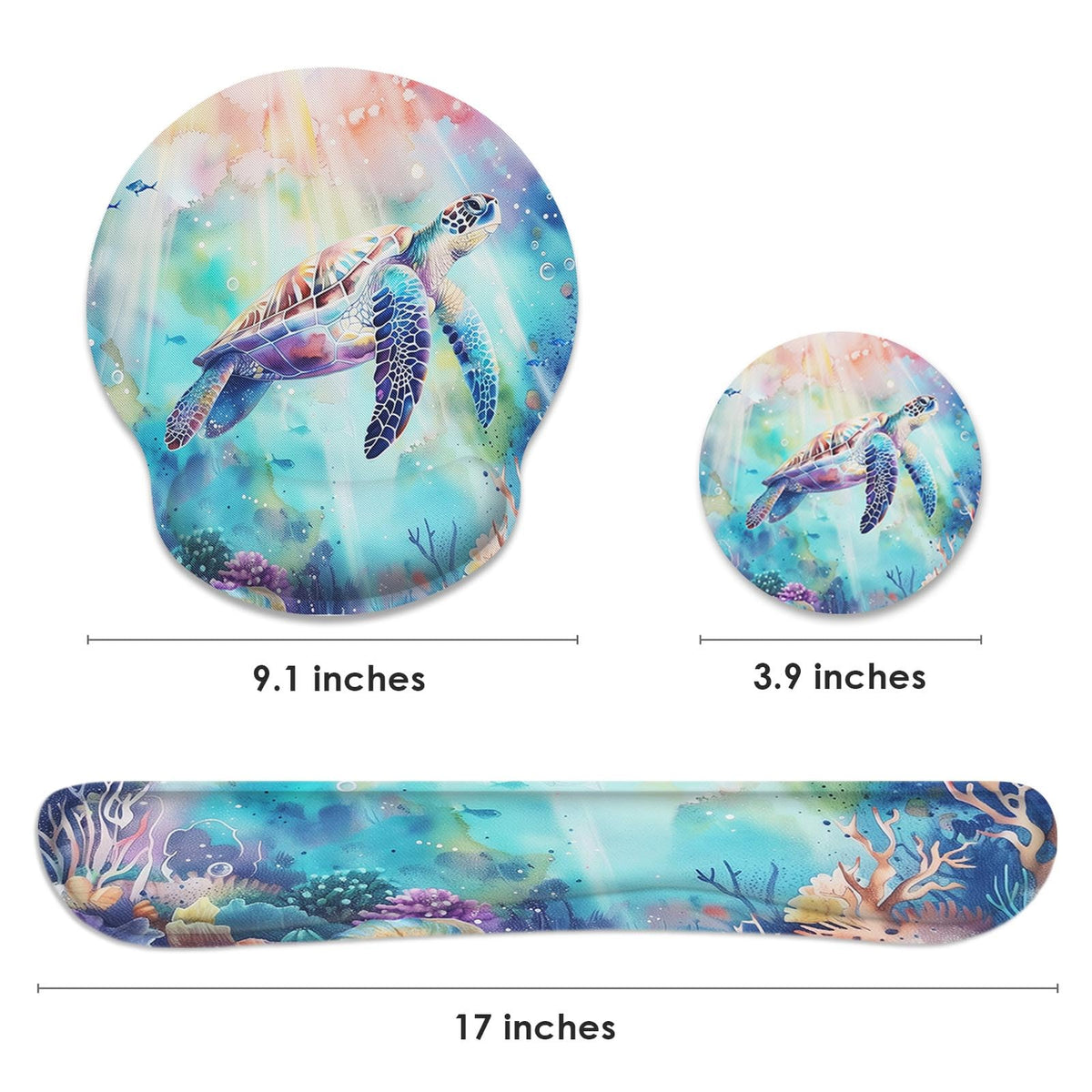 Britimes Ergonomic Mouse Pad Set with Wrist Rest, Cute Sea Turtle
