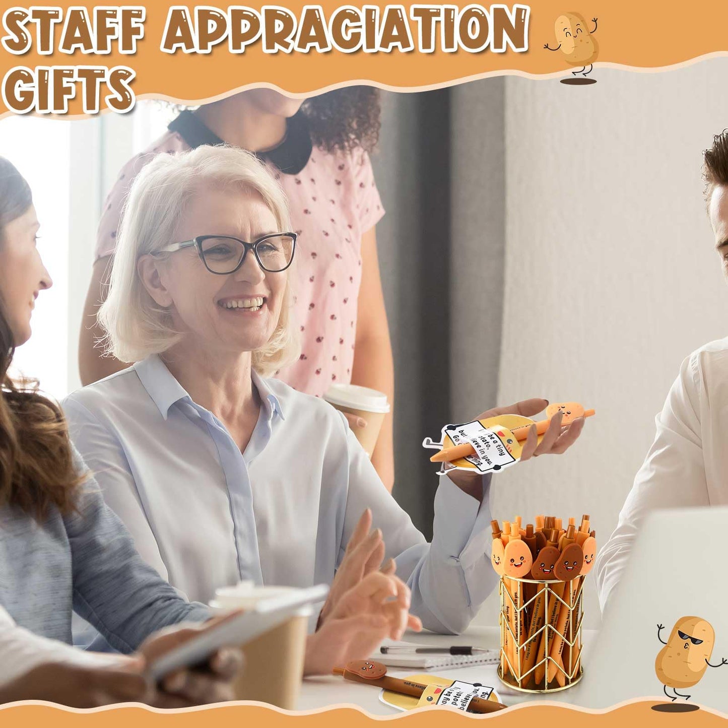 MotiMind 40 Sets Potato Pen for Coworkers Bulk Employee Appreciation Gifts Funny Emotional Bulk