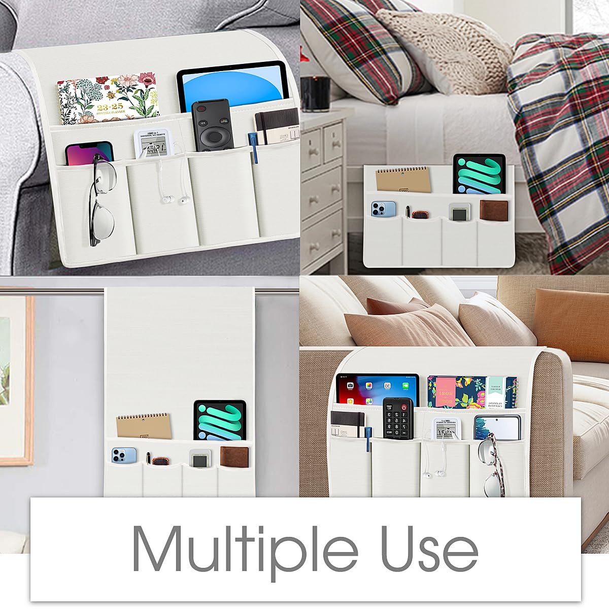 Joywell Remote Control Holder Armchair Caddy Armrest Organizer Ivory