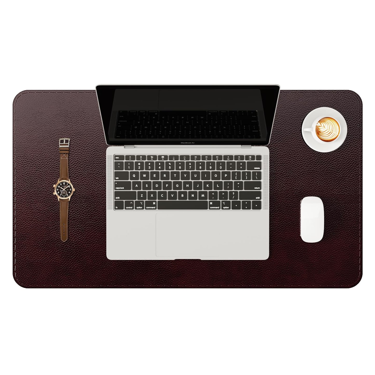 YSAGi Genuine Leather Desk Mat, 23.6"x13.8" Office Desk Pad, Thick Desk Pad Mat with Stitched Line