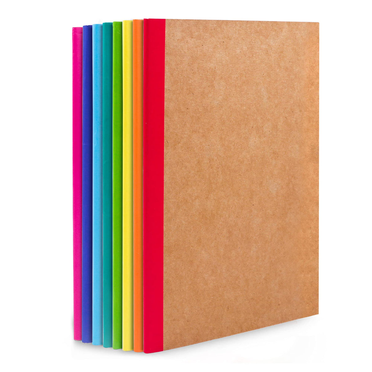 feela 8 Pack Composition Notebooks Bulk, Kraft Cover Lined Blank College Ruled Composition Travel