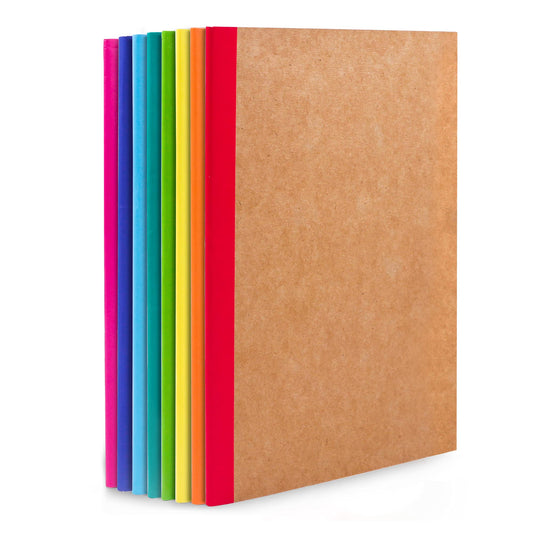 feela 8 Pack Composition Notebooks Bulk, Kraft Cover Lined Blank College Ruled Composition Travel