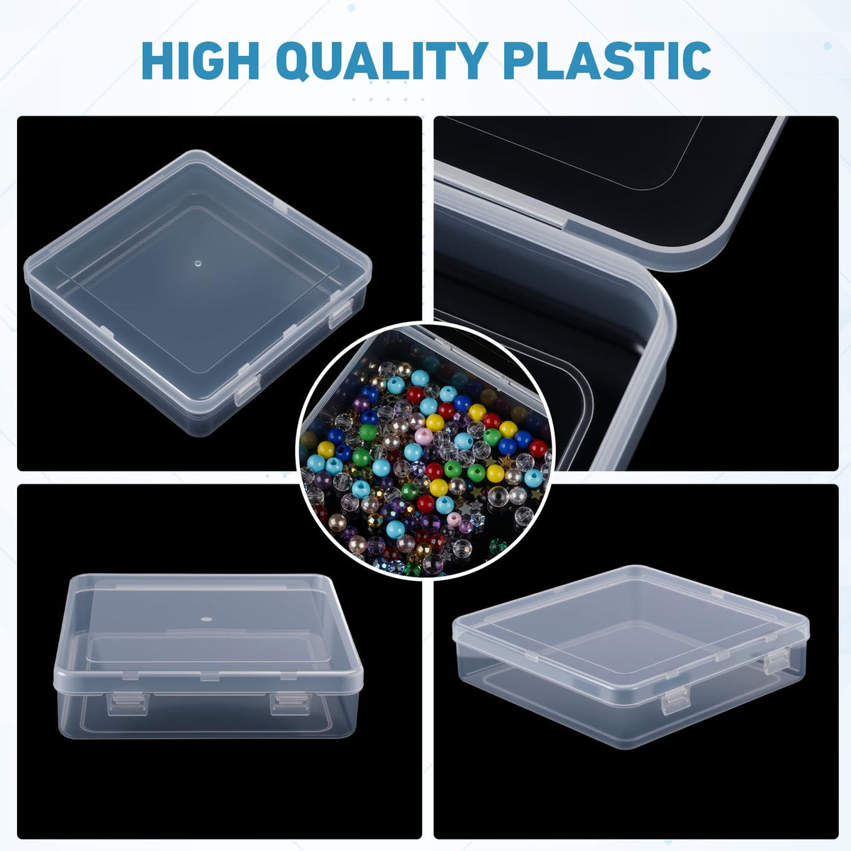 SATINIOR 24 Pcs Small Clear Plastic Container Box, 5.9 x 5.9 x 1.5 in