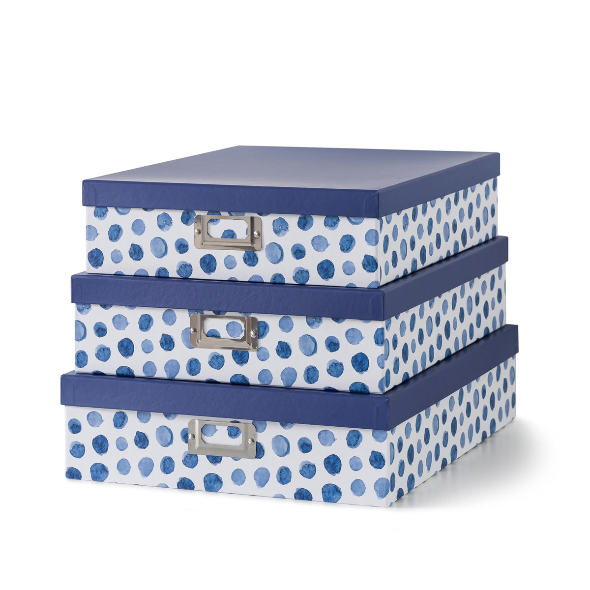 Soul & Lane - Decorative Storage Boxes with Lids, Set of 3, Blue Spots