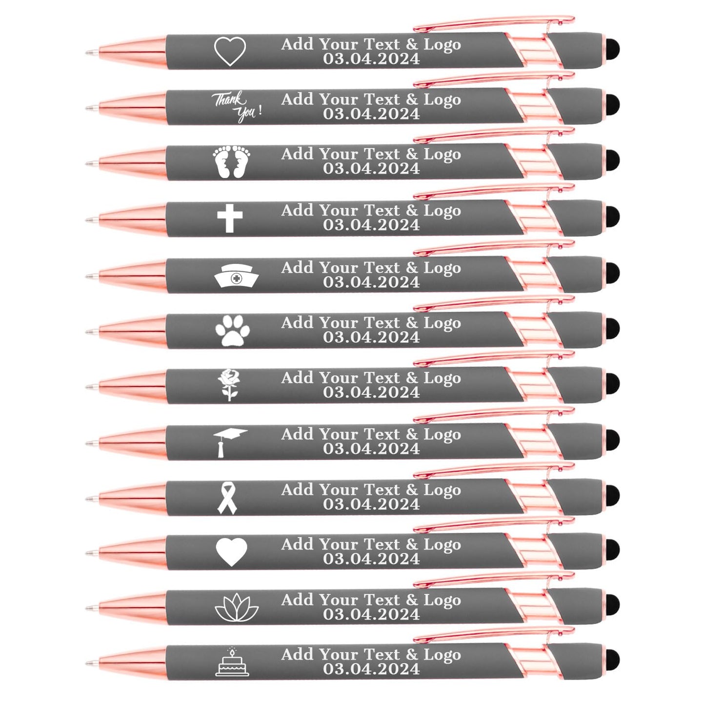 LMJUEJIN Personalized Pens with Name or Logo - Black Ink - 12 pcs Metal Custom Ballpoint Pen with