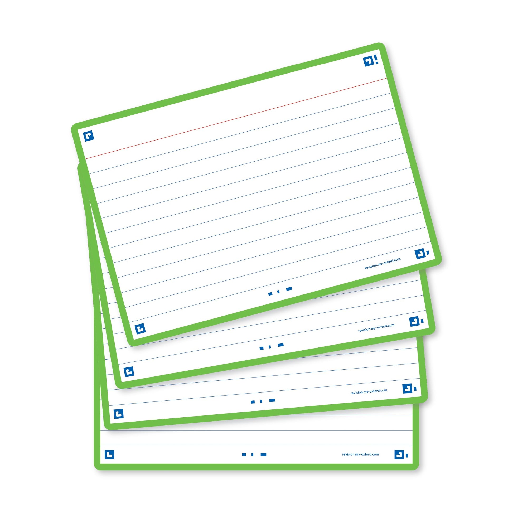 Flash Cards, Ruled with Green Frame, A6, Pack of 80