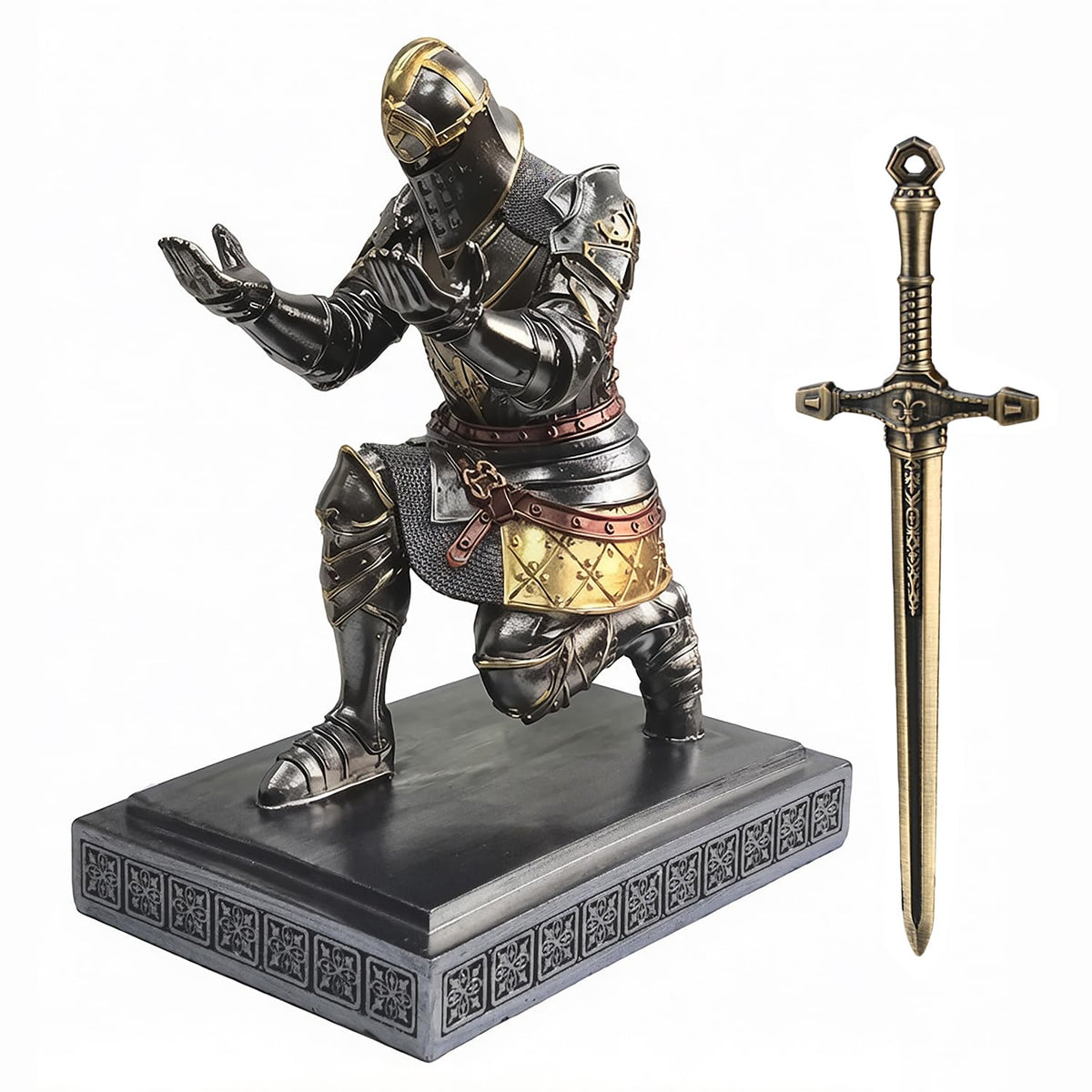 King's Guard Knight Pen Holder with a Letter Opener Desk Organizers Iron