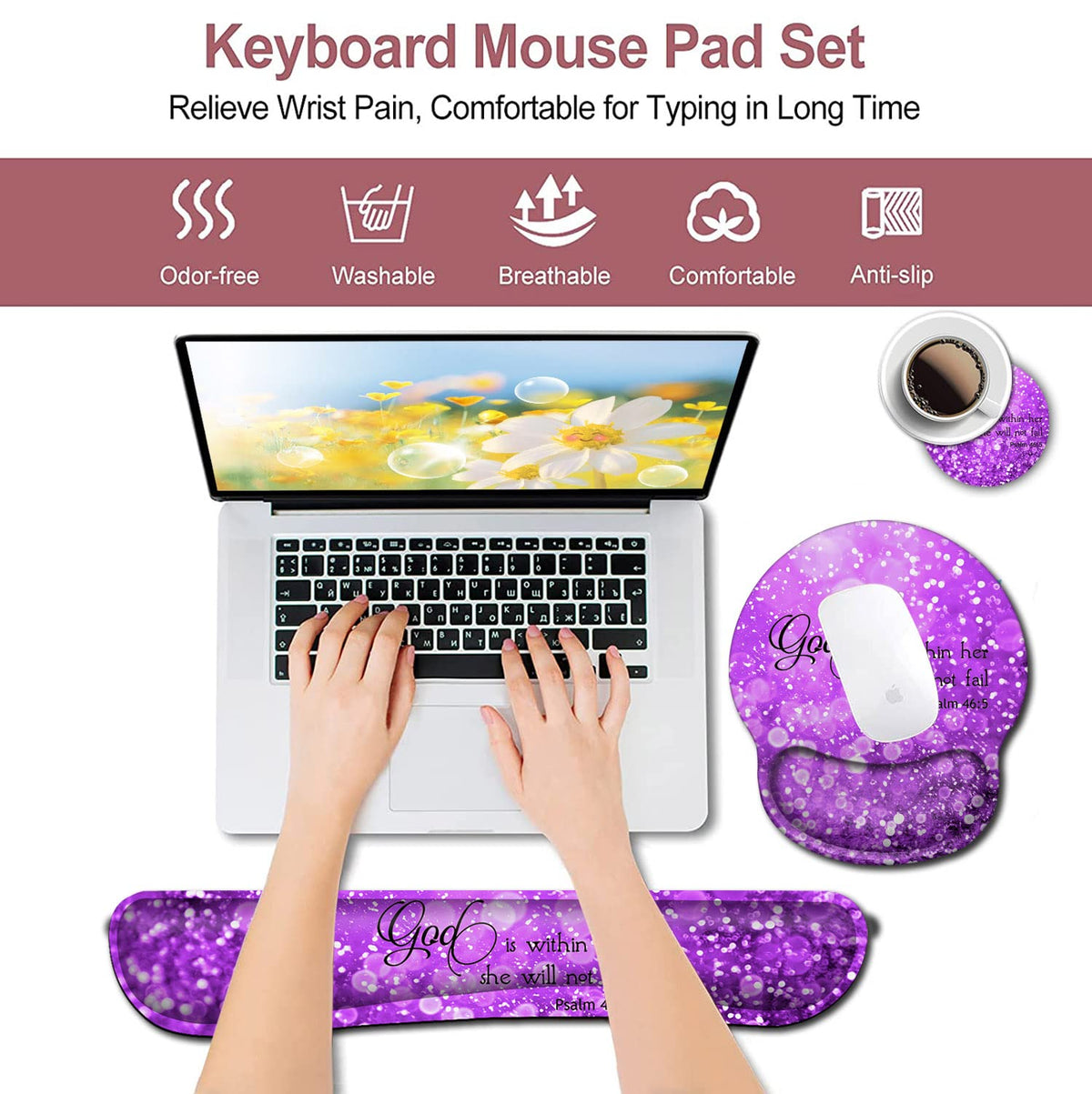 Mouse Pad with Wrist Support, Ergonomic Gel Mouse Pad Memory Foam Keyboard Wrist Rest, Suitable