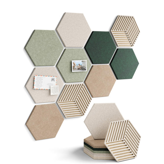 Fluxynara 10-Pack Hexagon Cork Board Alternative, Nordic Moss