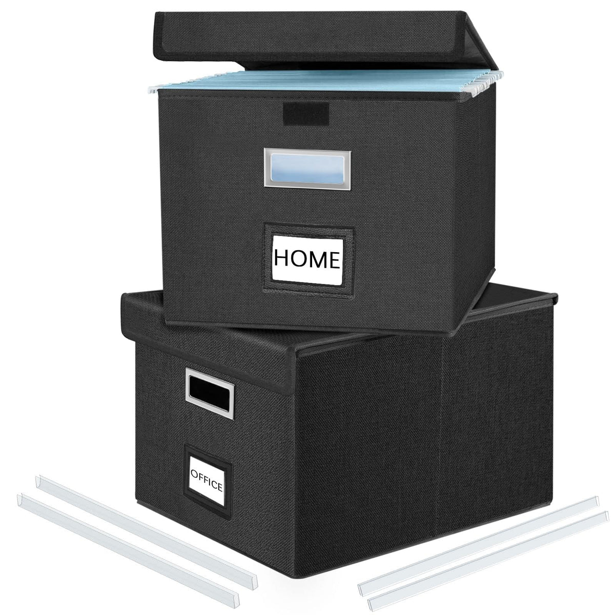 Huolewa File Organizer Box with Lids, Collapsible File Folder Organizer