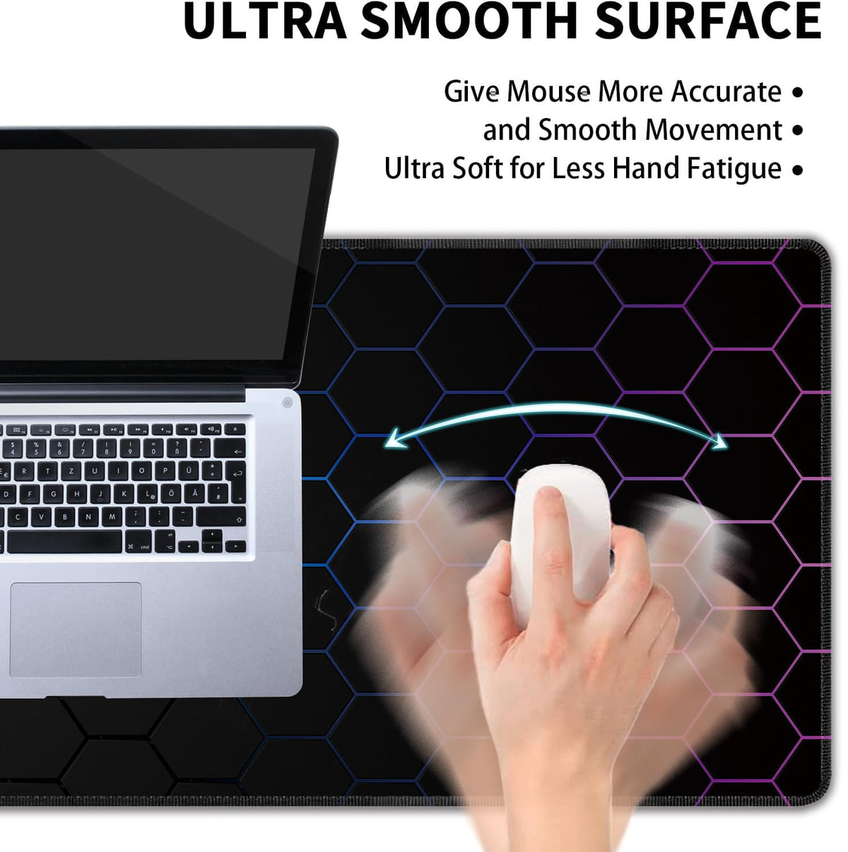Hexagon Honeycomb Large Mouse Pad,Gaming Keyboard Desk Pad,Extended Mouse Mat Non-Slip Rubber Base