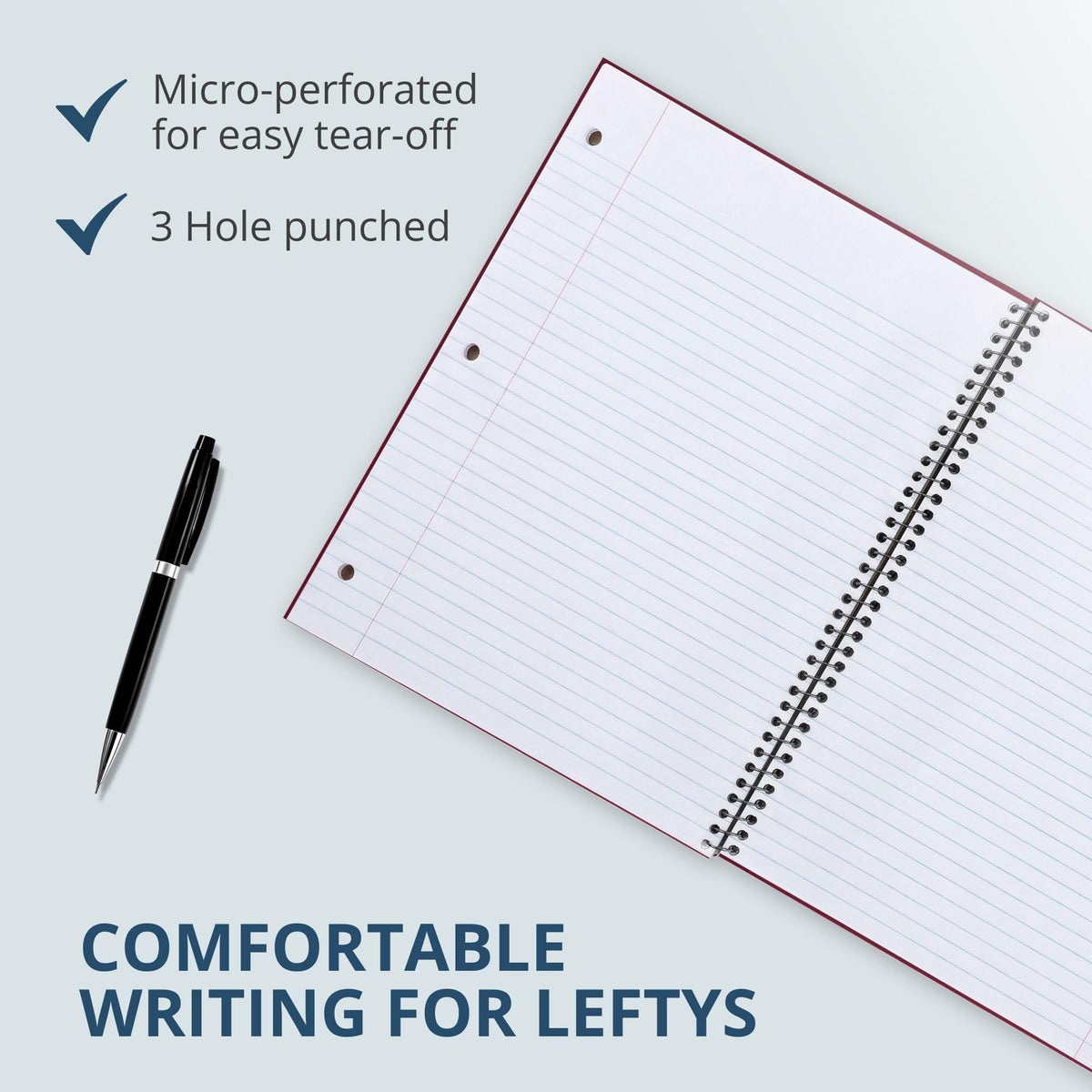 ROARING SPRING Lefty Spiral Notebook, Left-Handed One Subject Notebook, 11" x 9", 100 Sheets