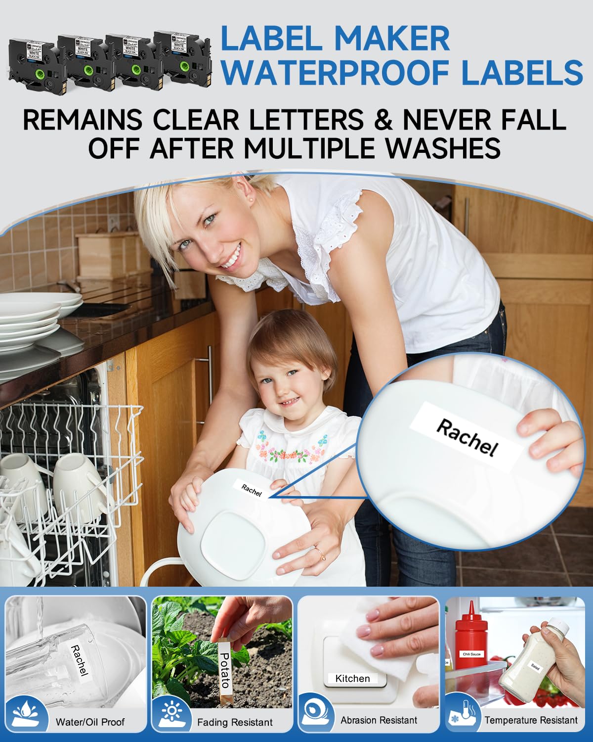 Vixic Label Maker Waterproof-Labels, D210S Label Maker Machine with Tapes