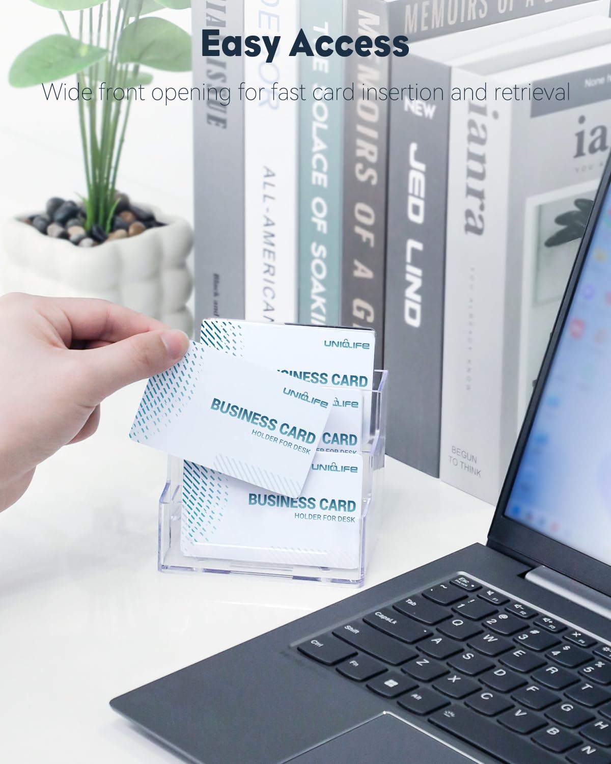 Uniclife 4 Pack Acrylic Business Card Holder for Desk, 180 Card Capacity