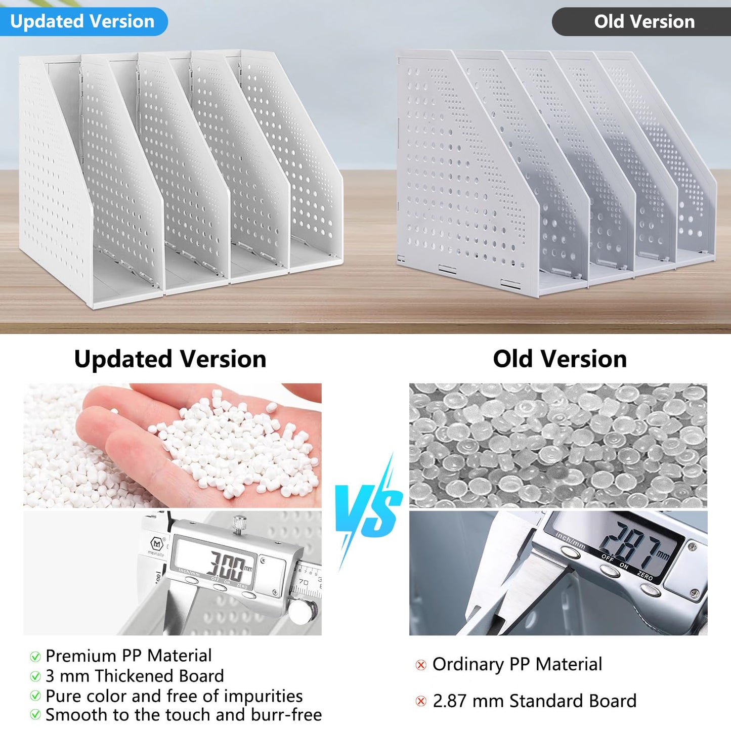 Elezeal Collapsible Magazine File Holder, Durable Document Desktop Folder Binder for Office Desk