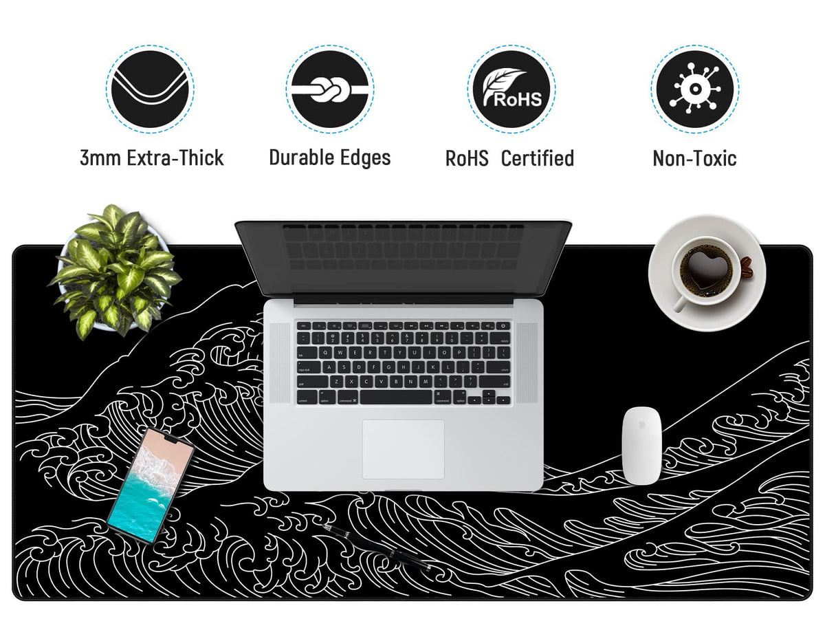 JIALONG Gaming Mouse Pad, Large Mousepad with Non-Slip Rubber Base, Smooth Cloth Surface Desk