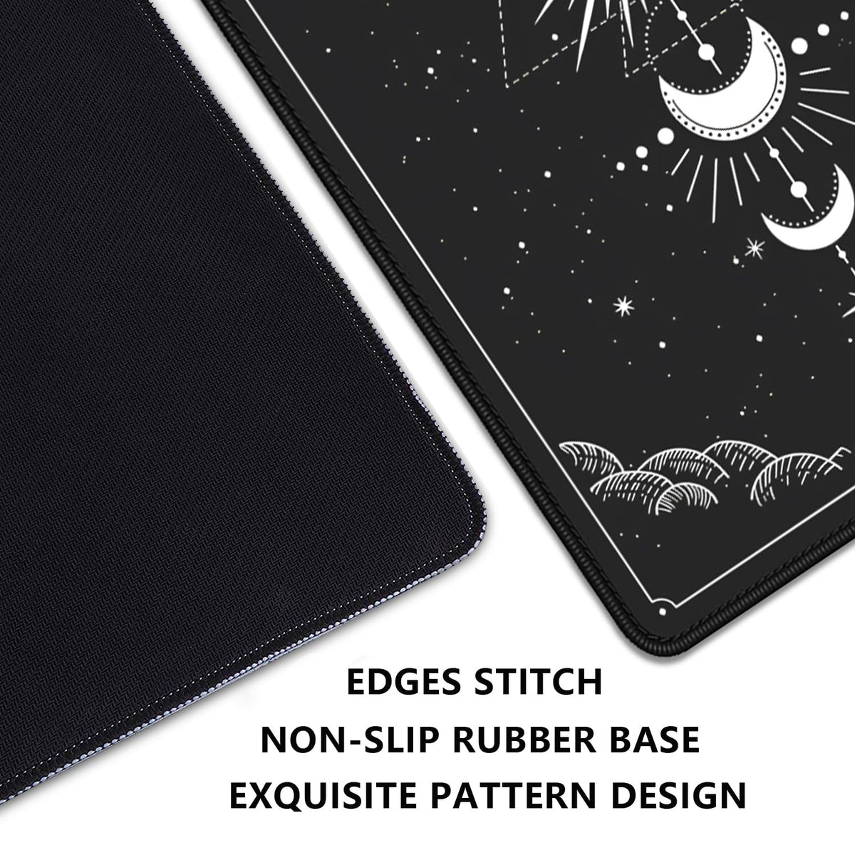 Moon Phases Celestial Witchy Tarot Astrology Witch Aesthetic Extended Desk Pad Mouse Pad,Stitched