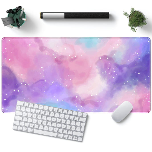 Desk Pad Purple Starry Sky Cute Gaming Mouse Pad Galaxy Gamer Girl Cute Pink Desk Decor Keyboard