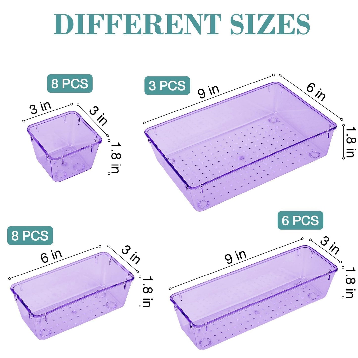 25 PCS Drawer Organizer Set, 5 Size Bathroom and kitchen organizer Trays