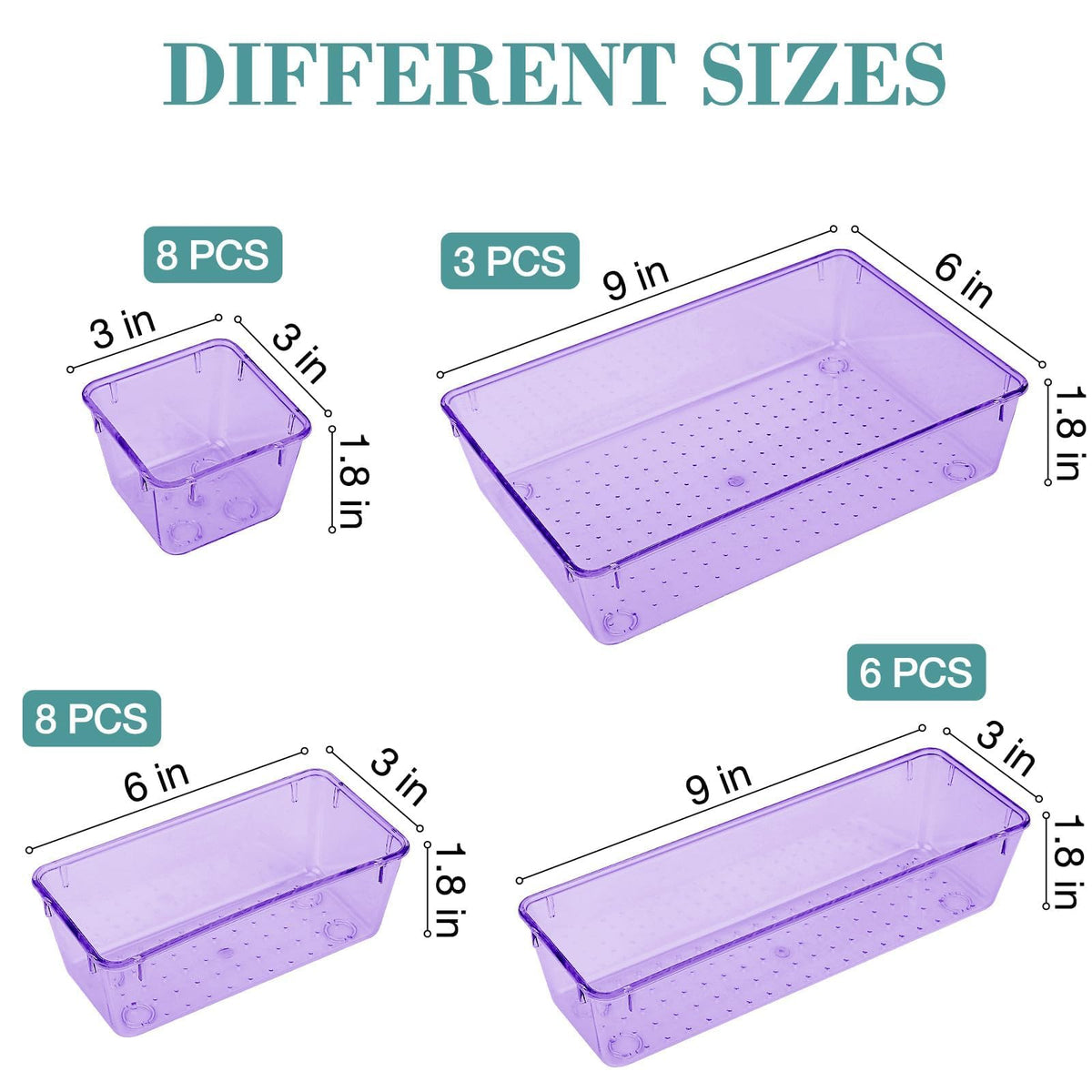 25 PCS Drawer Organizer Set, 5 Size Bathroom and kitchen organizer Trays