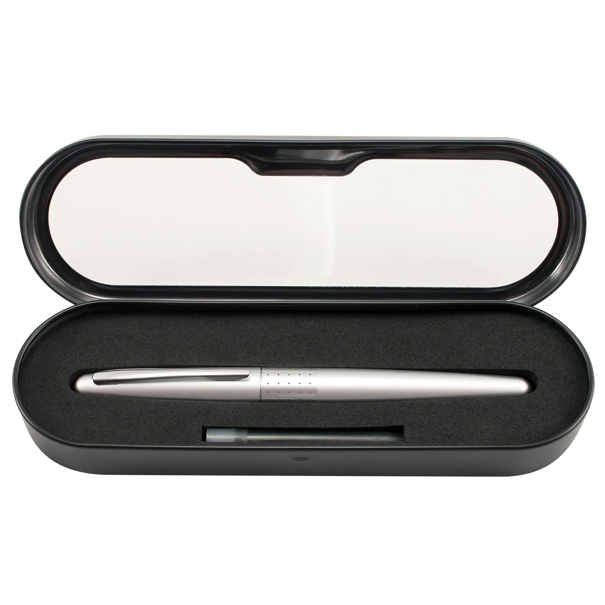PILOT Metropolitan Collection Fountain Pen, Silver Barrel, Dots Design, Medium Nib, Black Ink