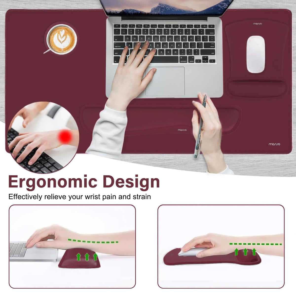 MOSISO Keyboard Mouse Pad Set, Large Gaming Mousepad&Keyboard Wrist Rest