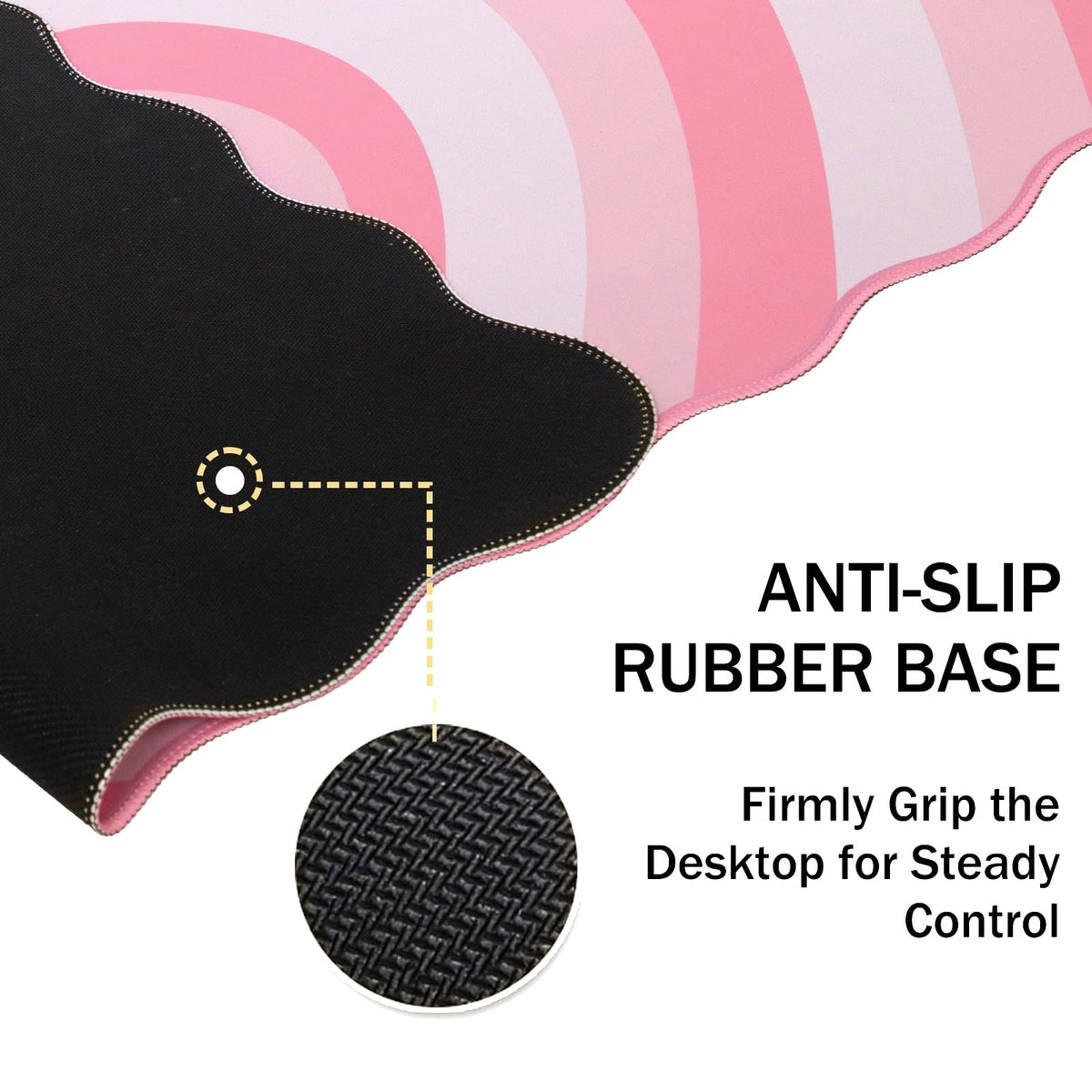 L-SPOUTTO Pink Mouse Pad,Cute Desk Mat XXL Large Scalloped Gaming Mousepad,35.4x15.7in Non-Slip