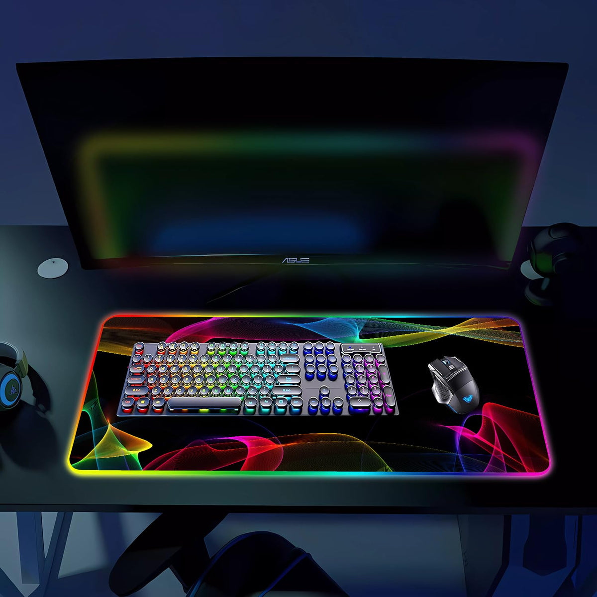 Armanza RGB Gaming Mouse Pad, Large Mousepad with Led Light, Gaming Accessories Keyboard Pad for