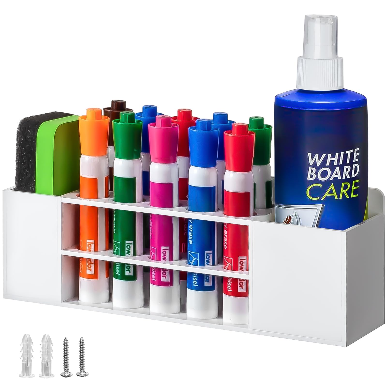 Banafich Wall Mounted Magnetic Dry Erase Marker Holder for White Board