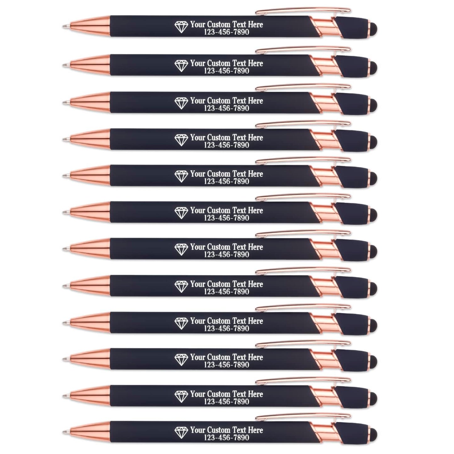 NGTSFLY 12 pcs Personalized Pens with Name or Logo Black Ink Custom Ballpoint Pen with Free