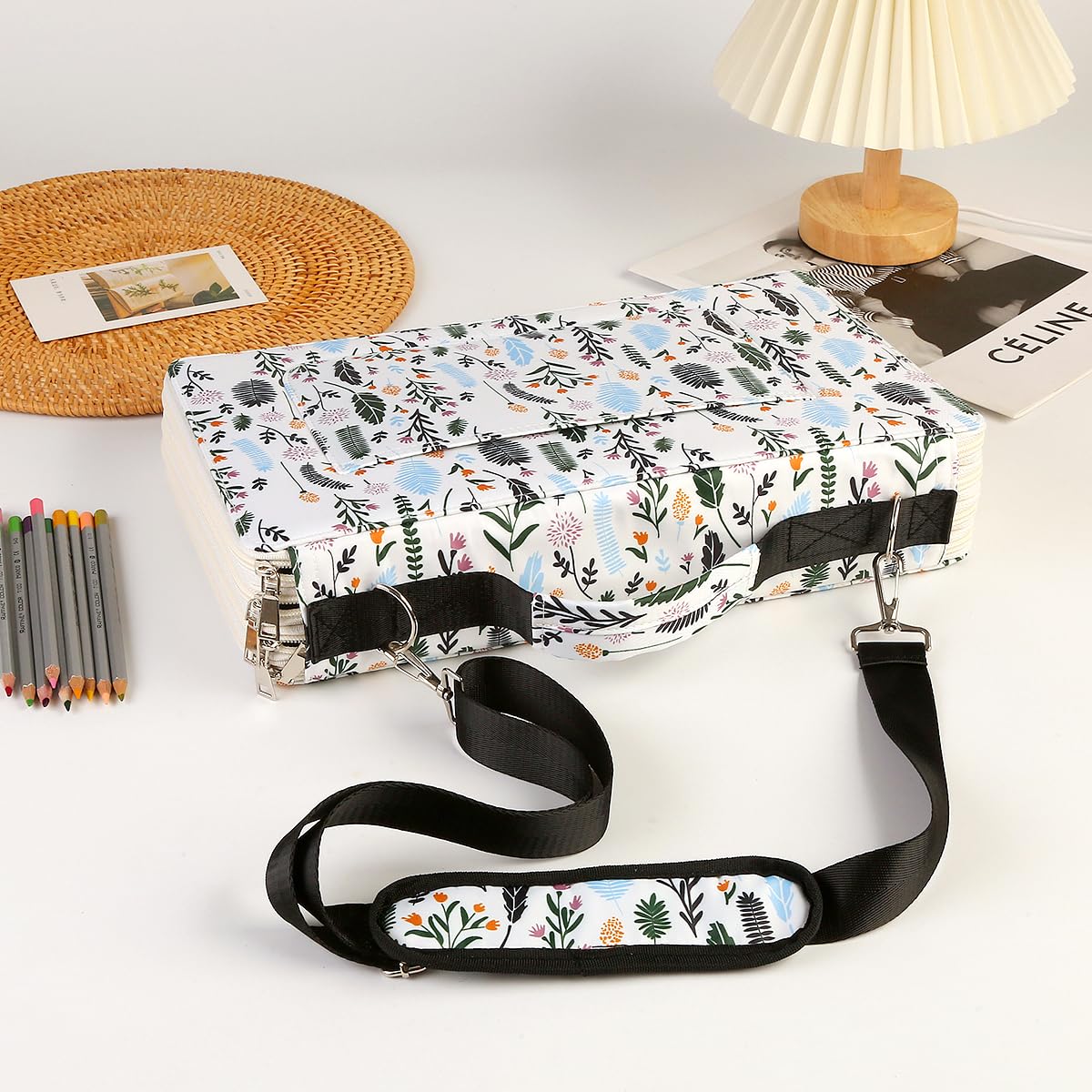 Lbxgap 384 Slots Pencil Case, 4-Layer Organizer with Shoulder Strap