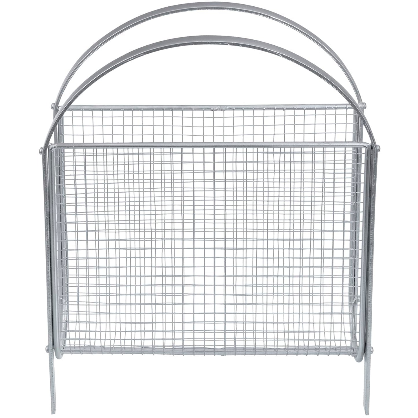 MyGift Mid-Century Silver Metal Mesh Magazine Rack, Freestanding Holder