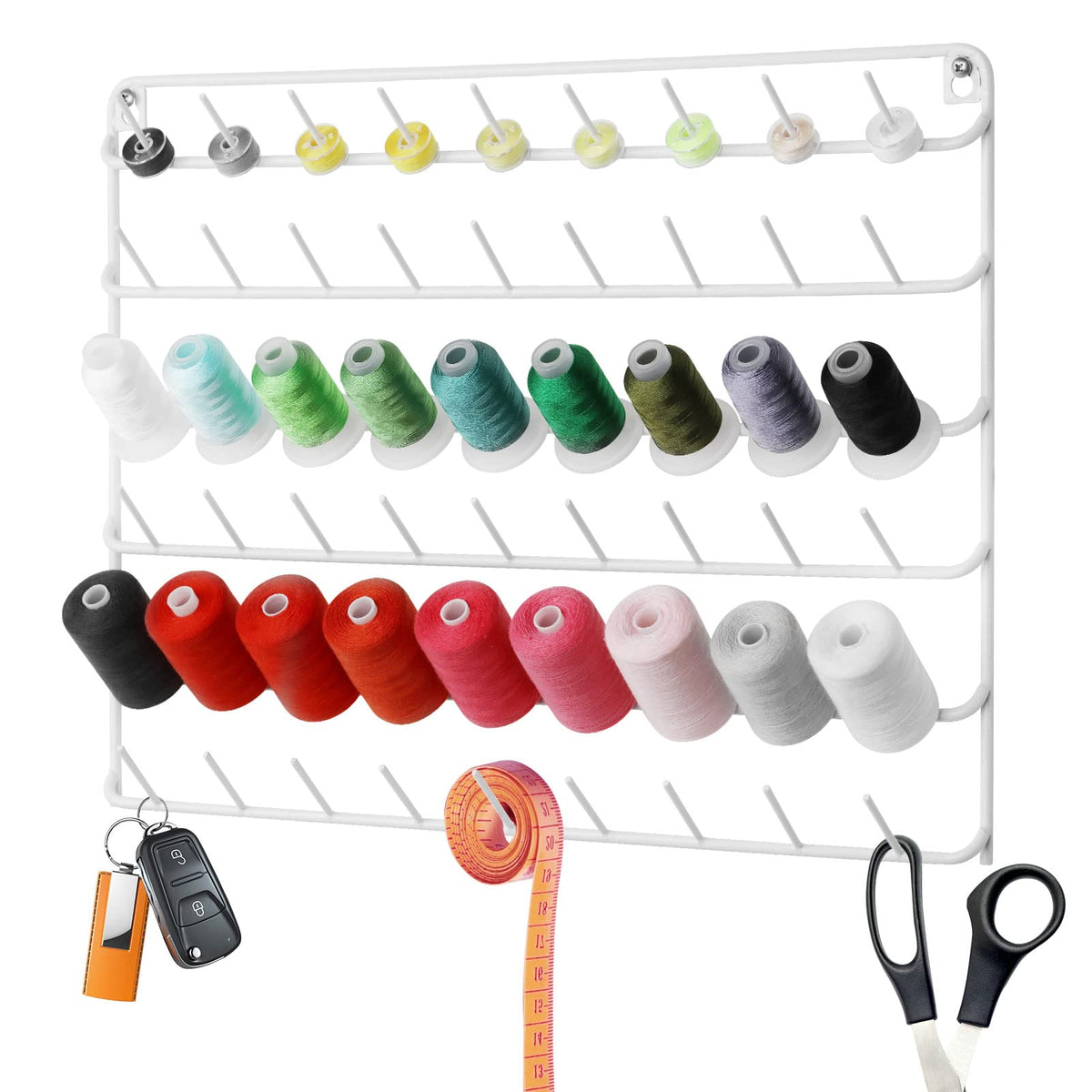 YBING Thread Holder Wall White, 54-Spool Sewing Thread Rack