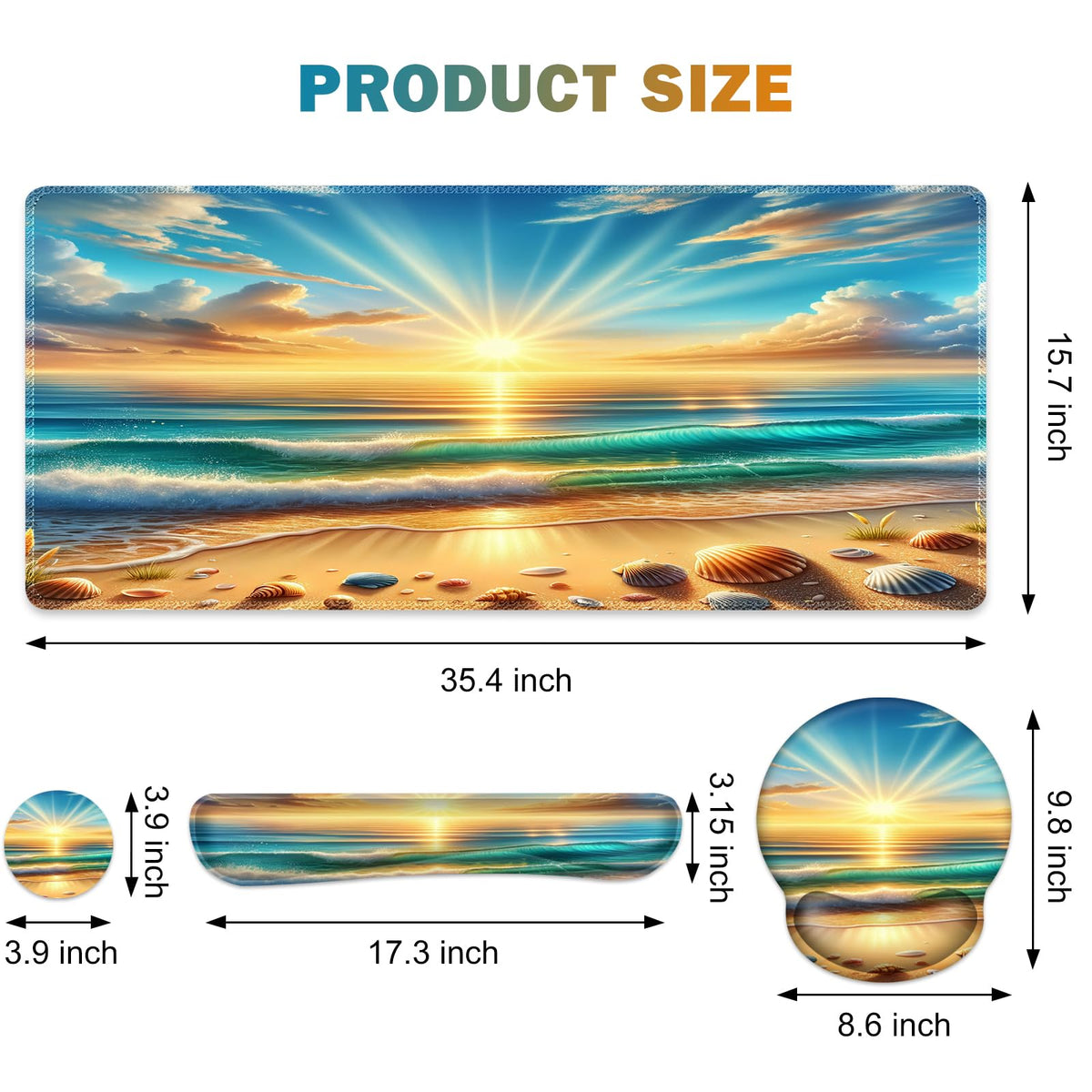 Gaming Mouse Pad, Large Desk Mat, Cute Desk Pad Protector, 4in1 XXL Mousepad + Keyboard Wrist