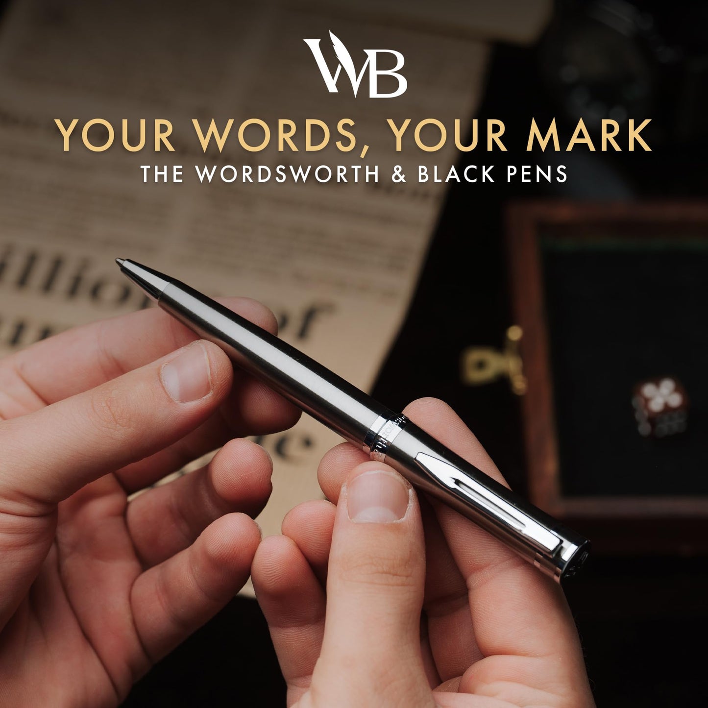 Wordsworth & Black Luxury Refillable Ballpoint Pen Set for Writing, Silver