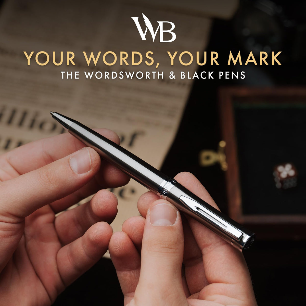 Wordsworth & Black Luxury Refillable Ballpoint Pen Set for Writing, Silver
