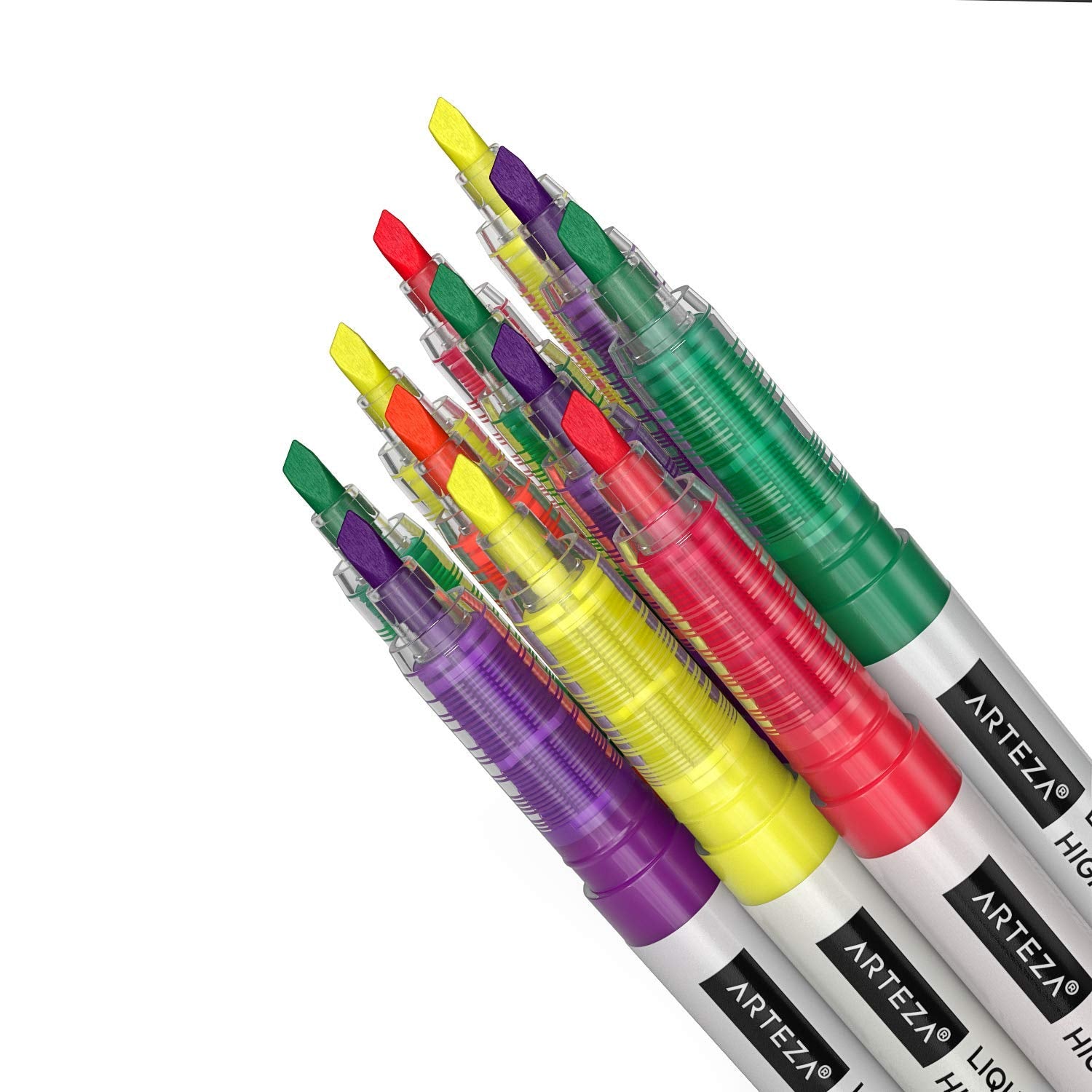 ARTEZA Liquid Highlighter Pens, Set of 30, Narrow Chisel Tip, 5 Assorted Colors