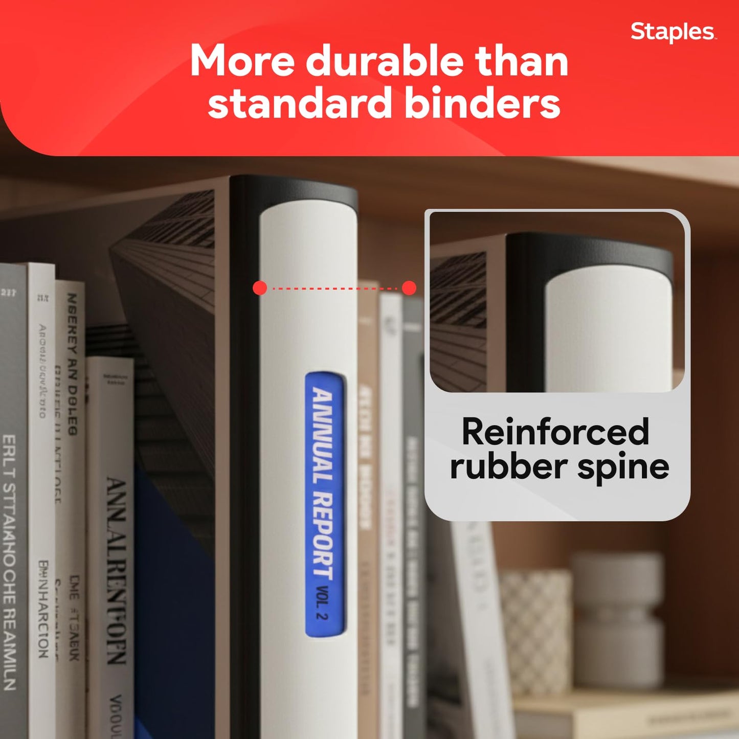 Staples Heavy-Duty 3-Inch D-Ring Binder, White, Holds 600 Sheets