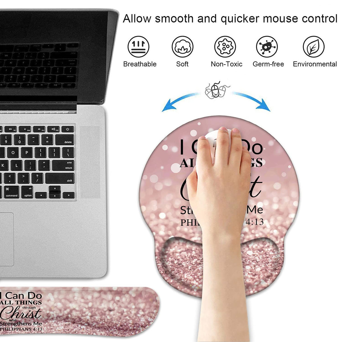 Keyboard Wrist Rest and Mouse Pad Wrist Rest Support Set, Non-Slip PU Base for Gaming and Office