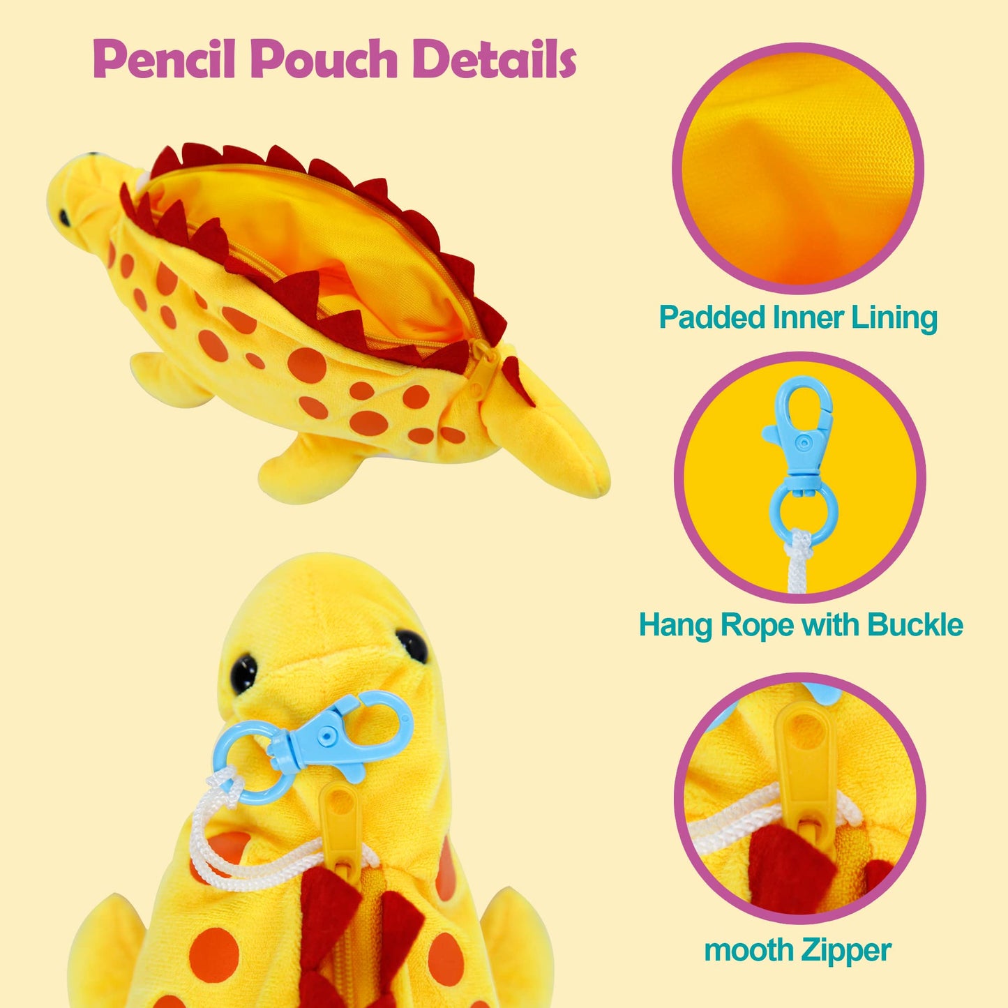 Plush Pencil Case for Kids, BB FUNHOUSE 3D Pencil Pouch for Boy Medium Storage Pen Bag for School